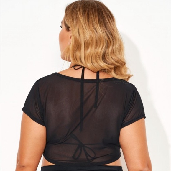 Meet Curve Women’s Mesh Crop & Bikini Top & High Waisted Mesh Bottoms Size XL - Picture 3 of 8